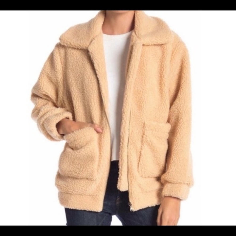NWT Elodie Faux Shearling Teddy Jacket Tan - Picture 4 of 5